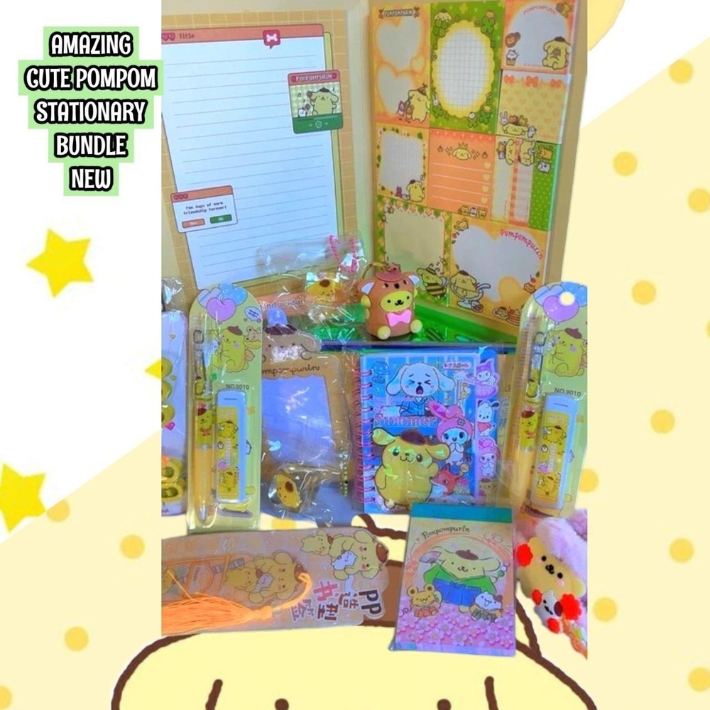ADORABLE BIG NOTEPAD Pompompurin ACCESSORIES BUNDLE NEW